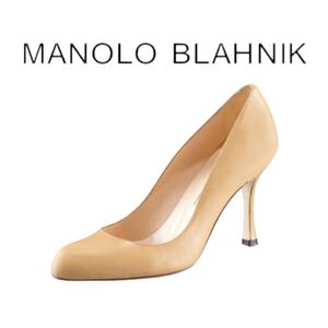 Manolo Blahnik Tan Foka Classic 3½" Round Toe Pump Heels 42 US 11​